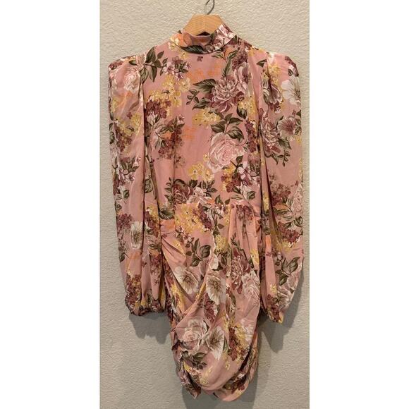 LAVISH ALICE Floral Long Sleeve Open Back Chiffon Minidress Size US/6 - Picture 10 of 10